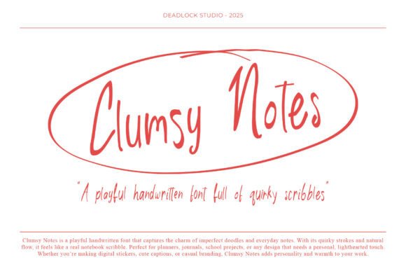 Clumsy Notes: A Playful Handwritten Font for Authentic Brands